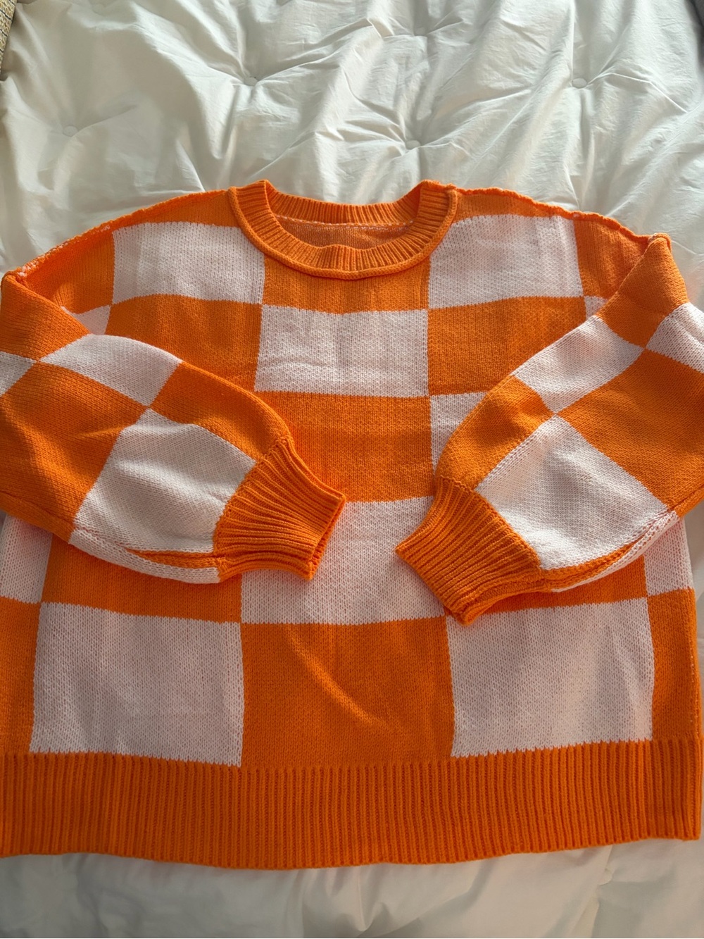 Tennessee Orange and White Checkerboard Crewneck Sweater - women